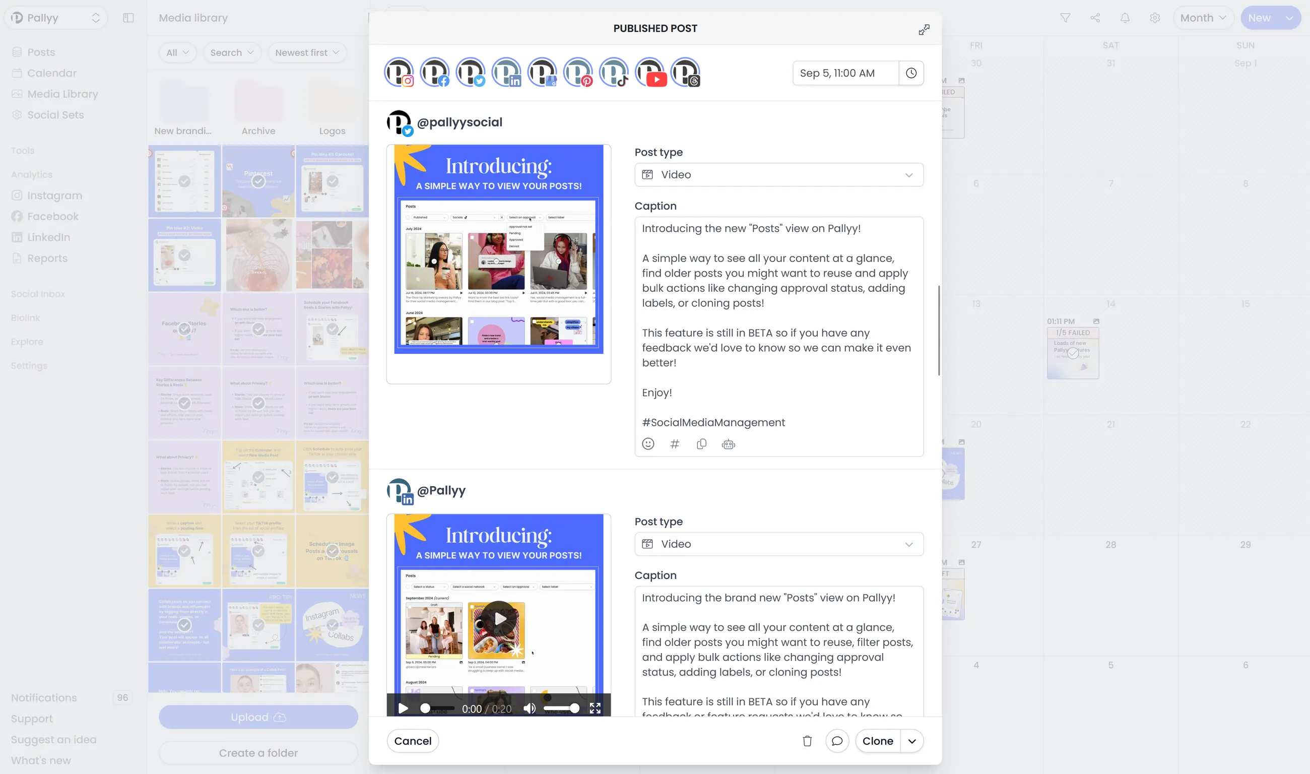 X (Twitter) integration workspace with post publishing, media, and previews