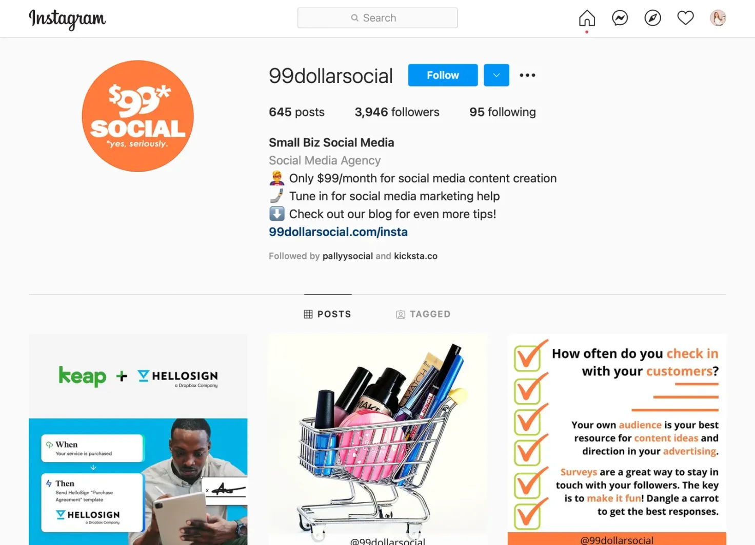 99 dollar social - social media agency