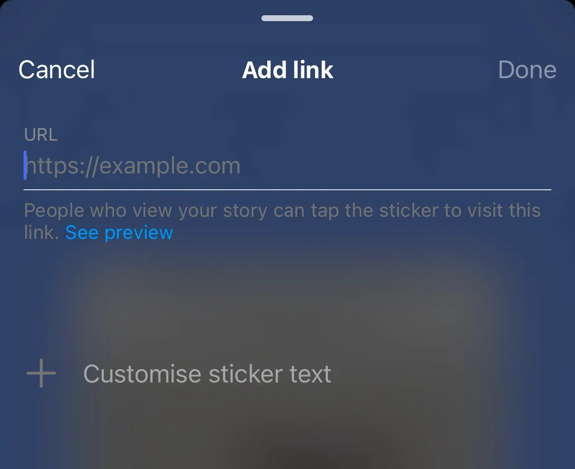 Add URL link sticker on stories