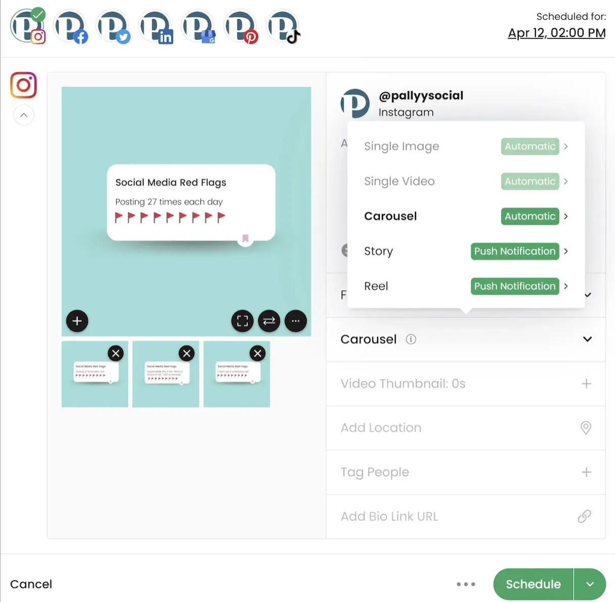 How to create a instagram photo dump post with Pallyy
