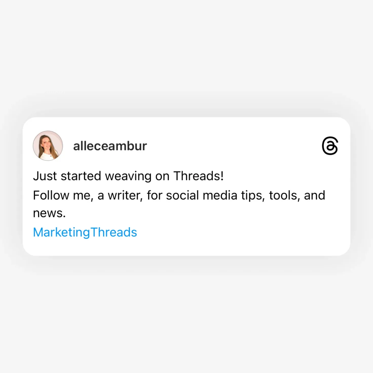 Threads announcement post by Alle Ceambur