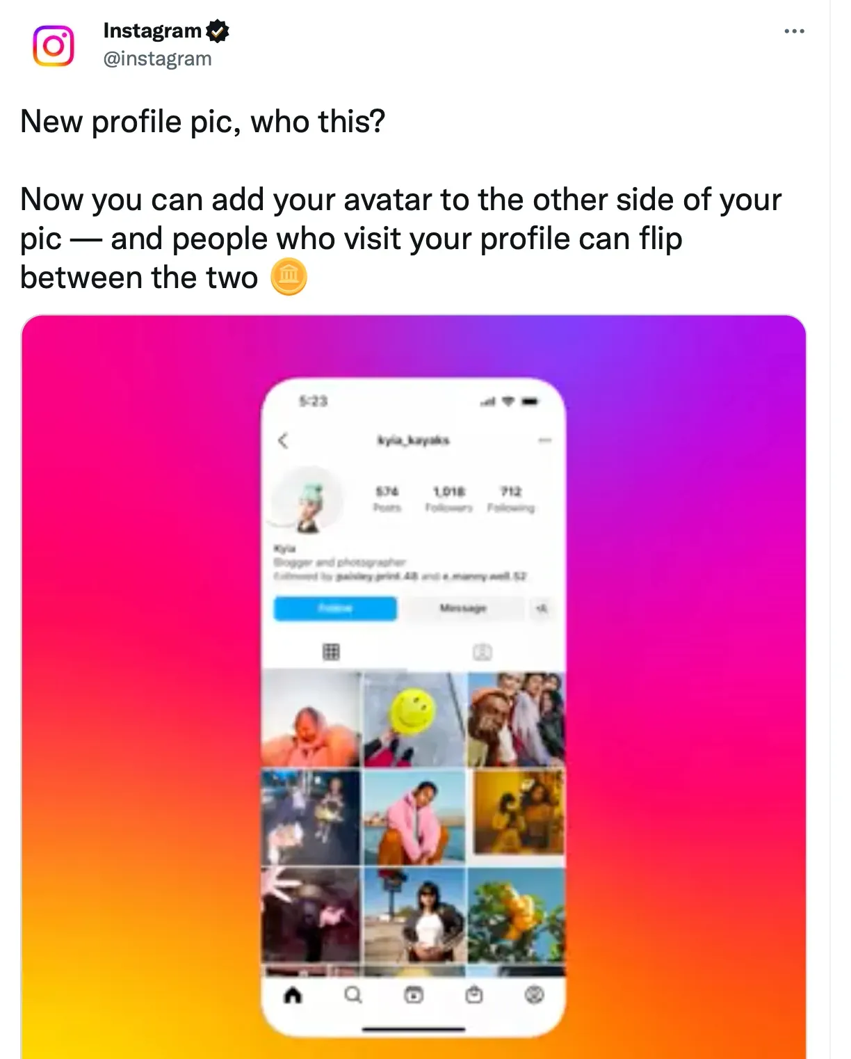 Instagram announced a new dynamic profile picture