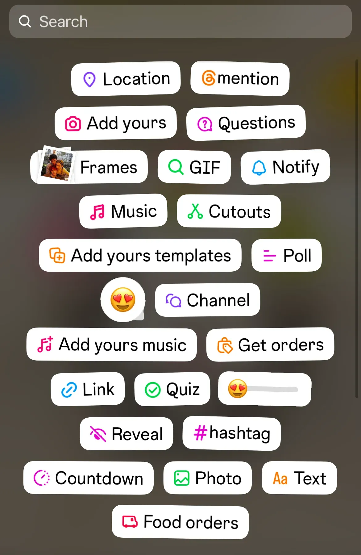 List of Instagram story stickers