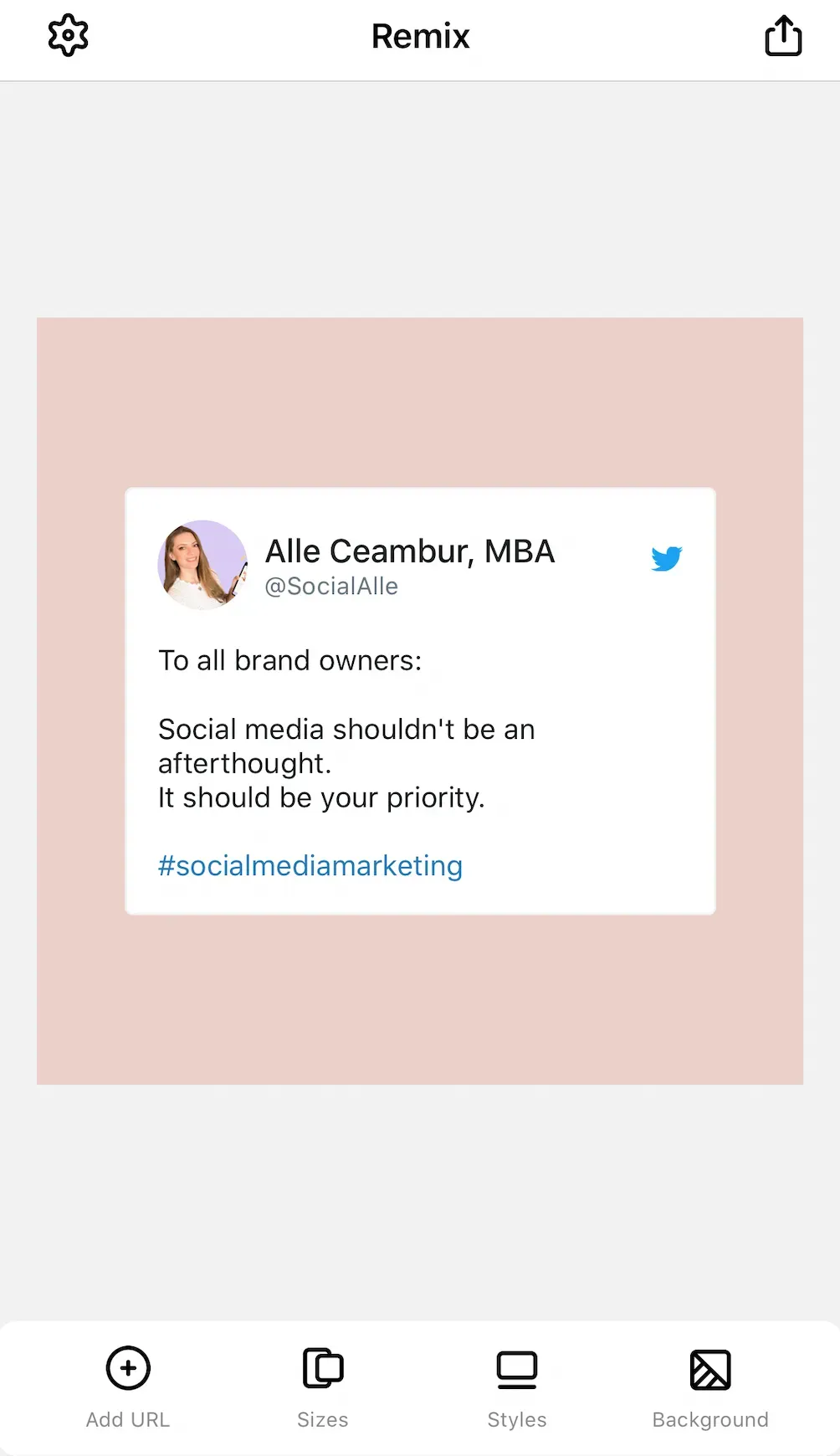 A re-posted twitter quote on Instagram
