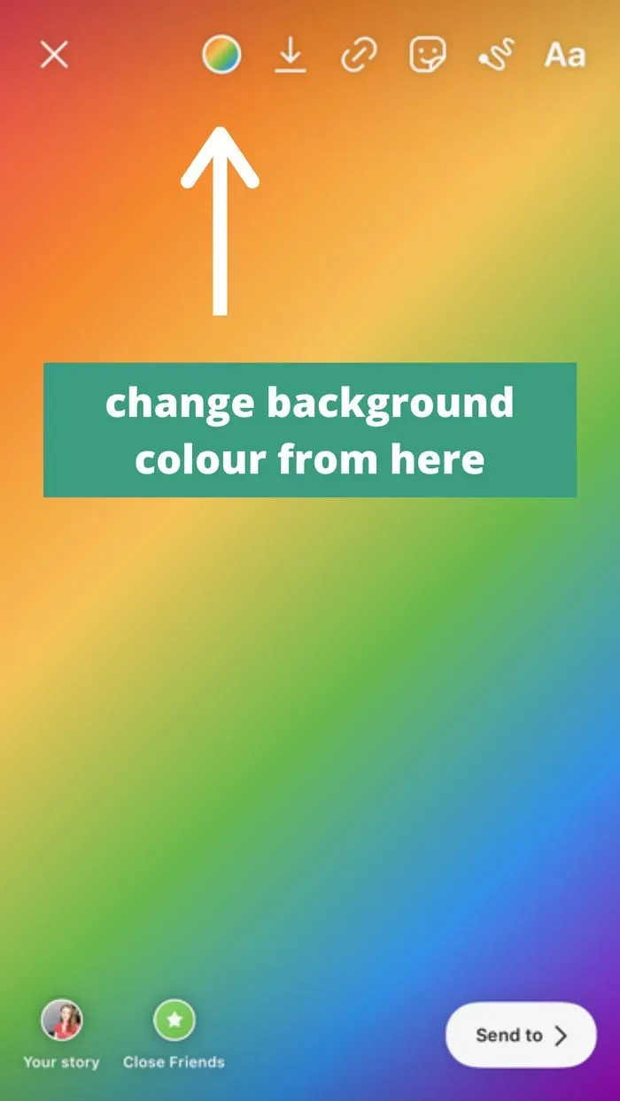 Adjust your Instagram story background color from the circle icon at the top of your screen