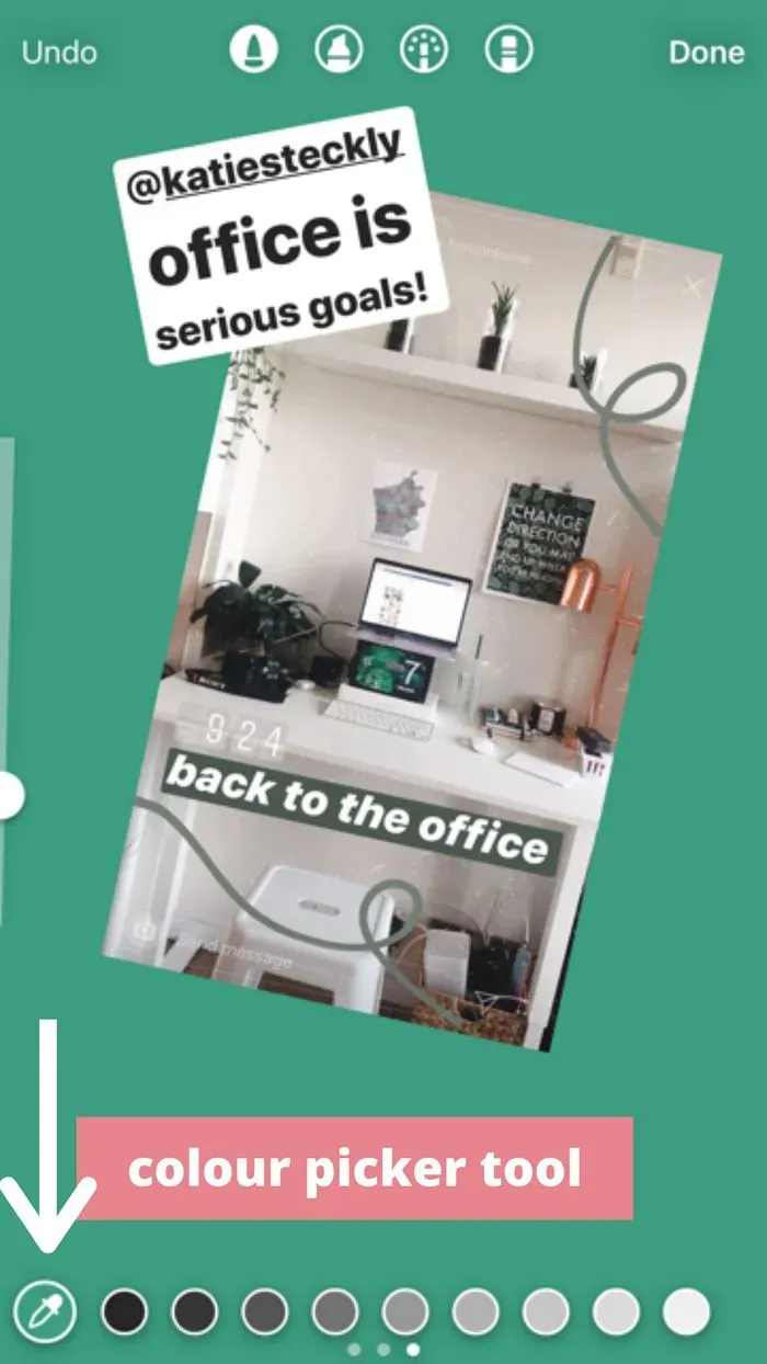 Choose a new Instagram story background color from the options at the bottom of your screen