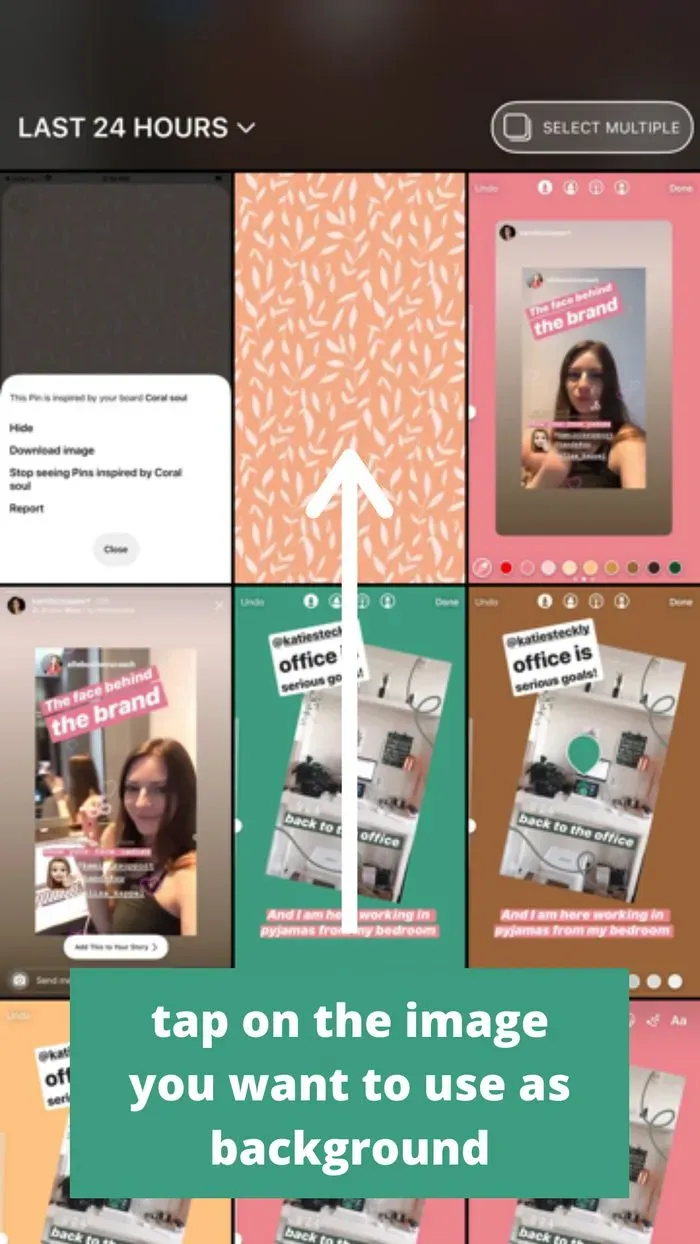 Choose an image or pattern to use as your Instagram story background