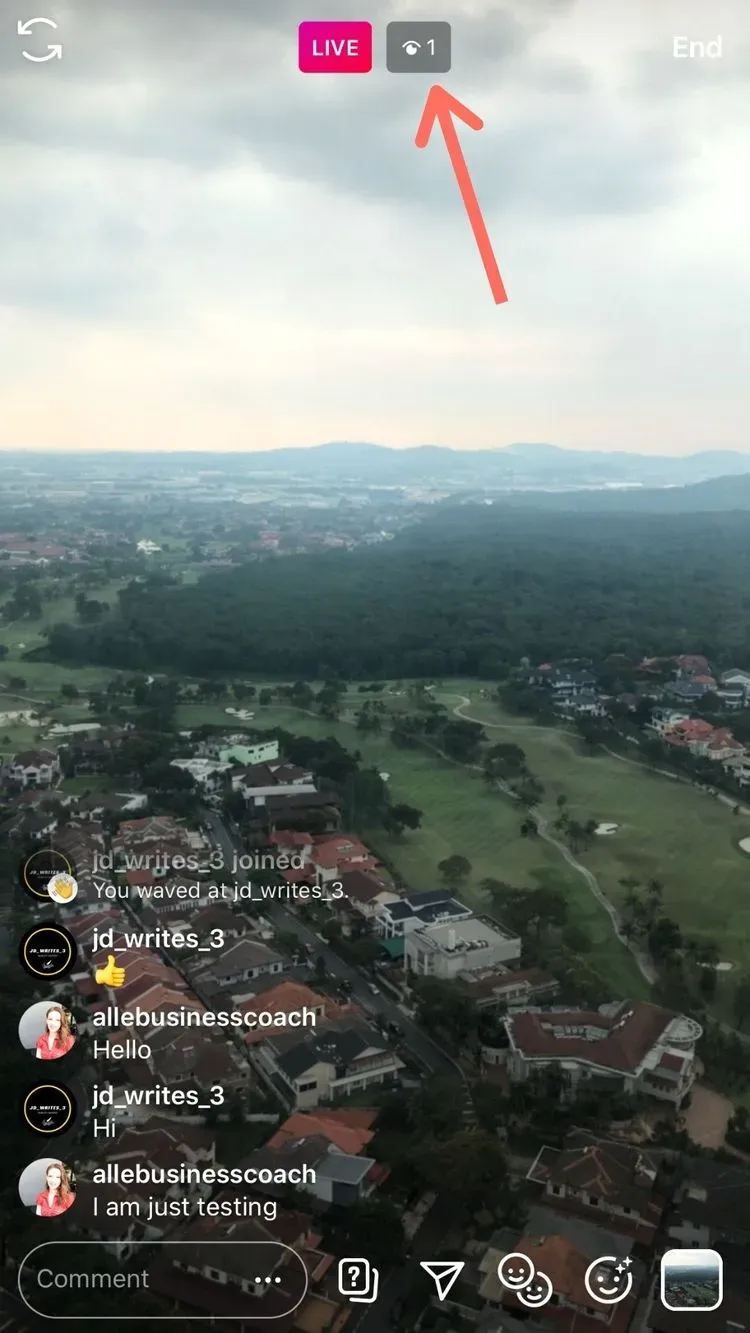 The number of viewers of your live video appears at the top of the screen
