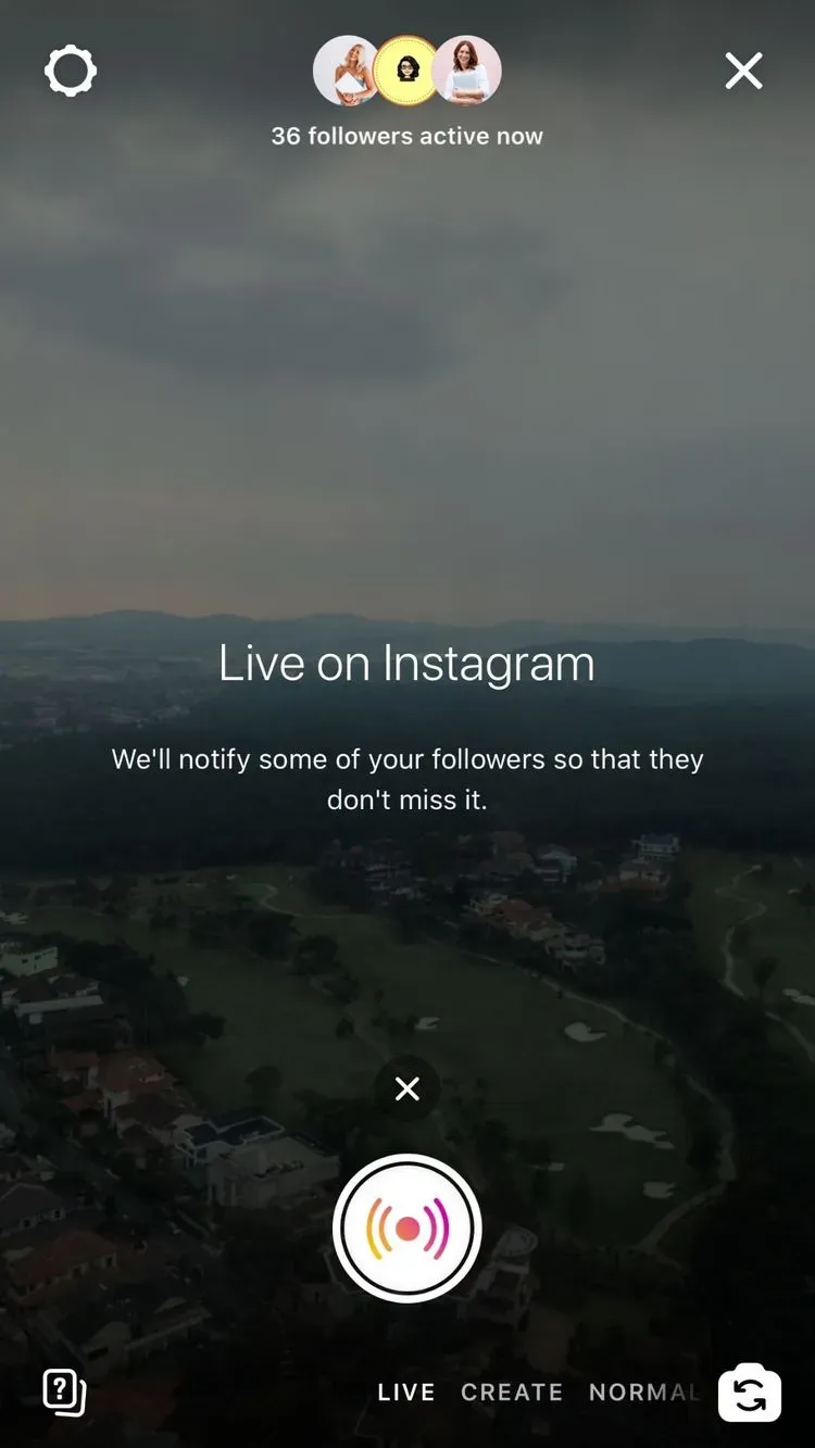 Scroll to the live option at the bottom of screen and tap the record button