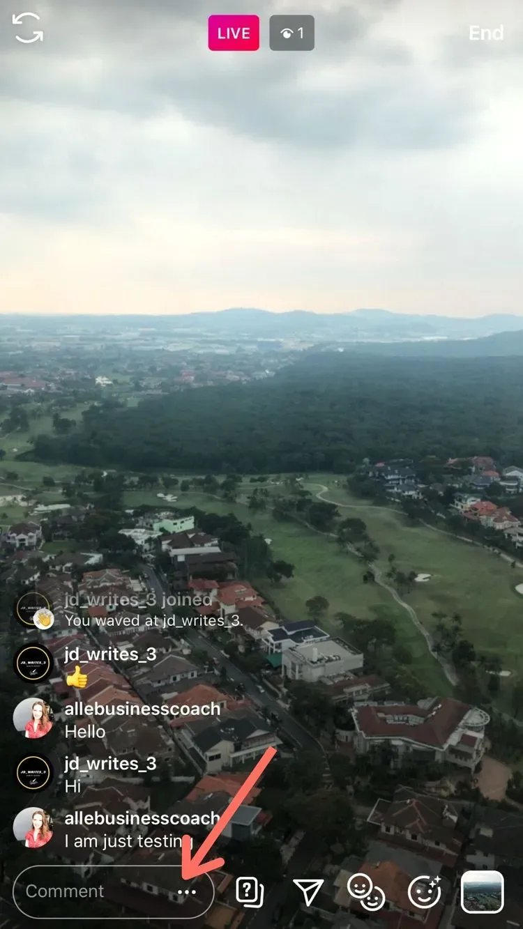 Comments are shown on the screen at the bottom left, you can comment by tapping the comment box.