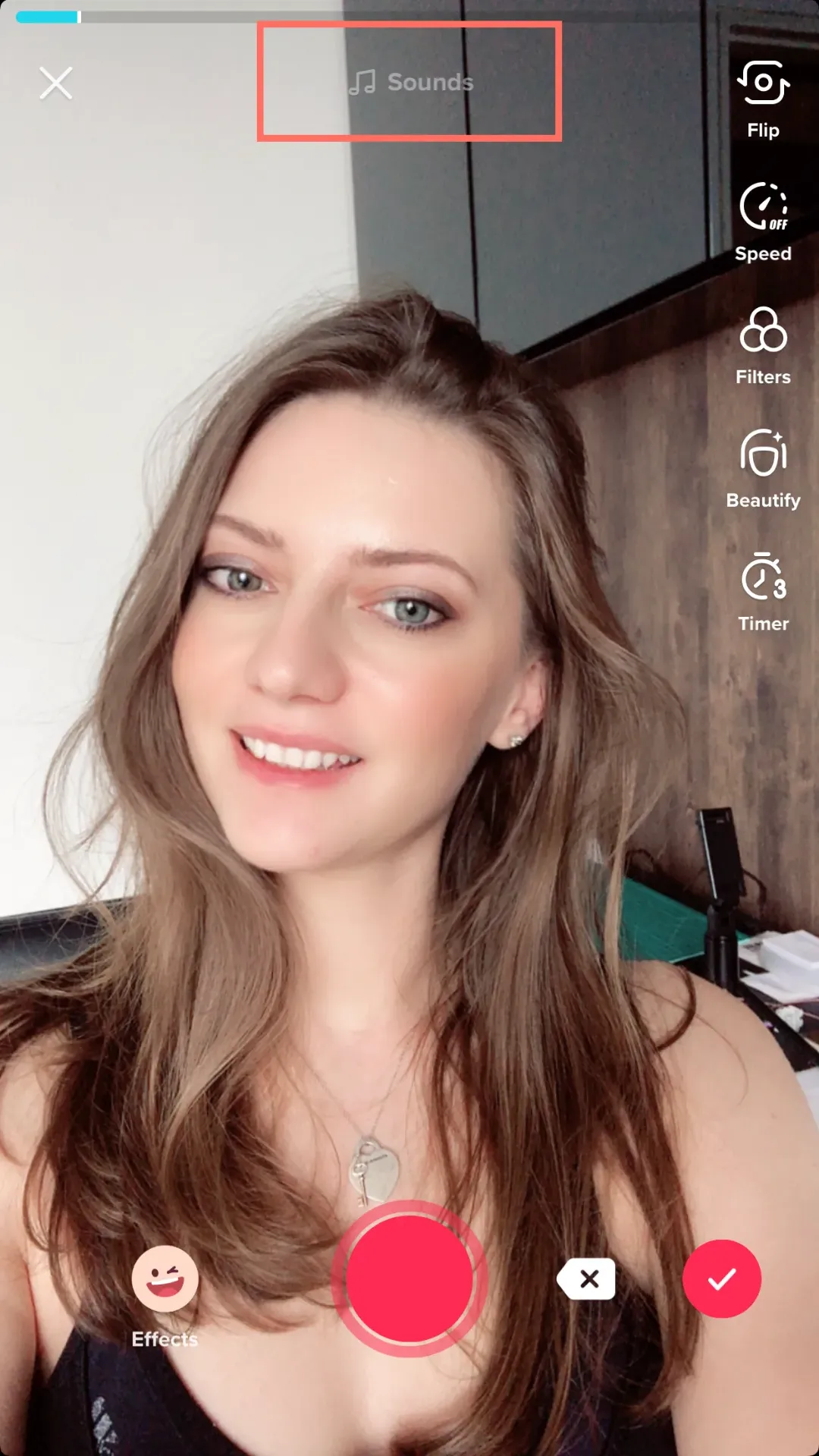 A screenshot of the tiktok app with the flip feature highlighted