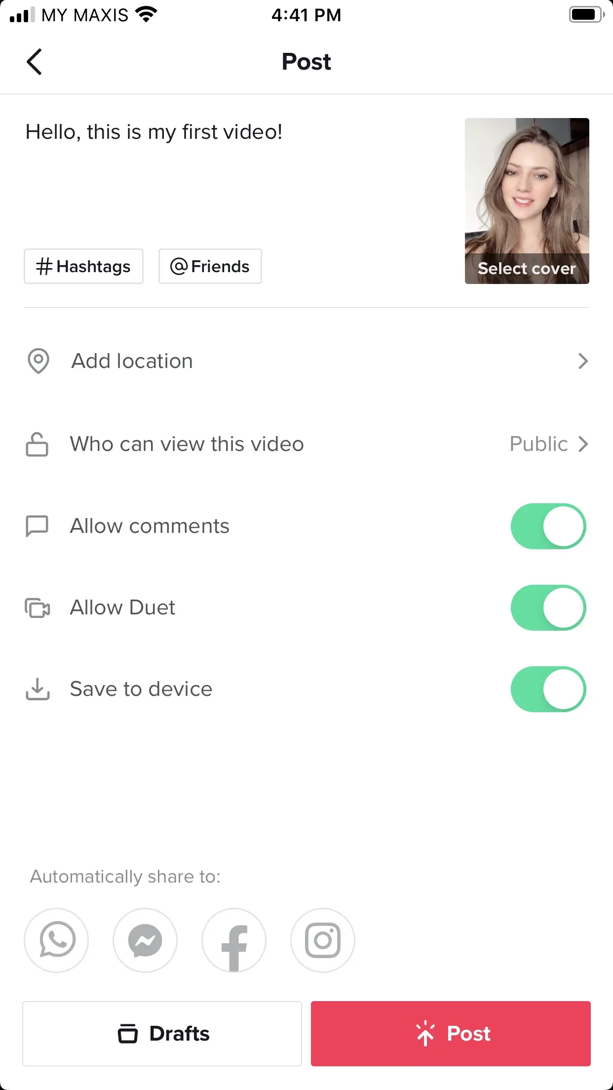 A screenshot of how many characters you can use in your tiktok