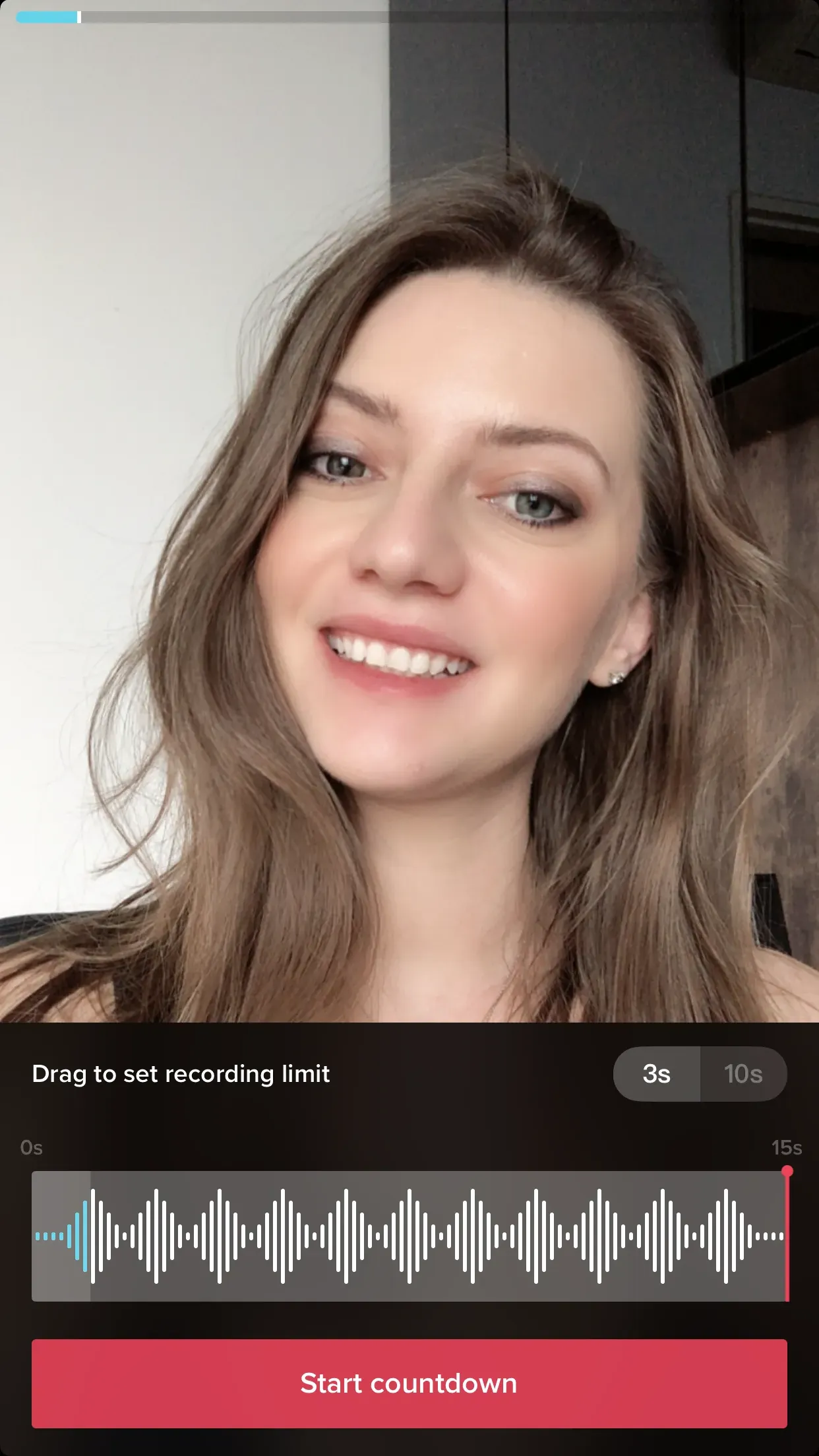 A screenshot of how the tiktok timer feature works to help you take hands free videos