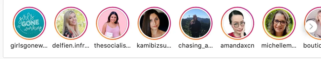 A screenshot of the Instagram story scrollbar, which you can use to engage with your followers stories.