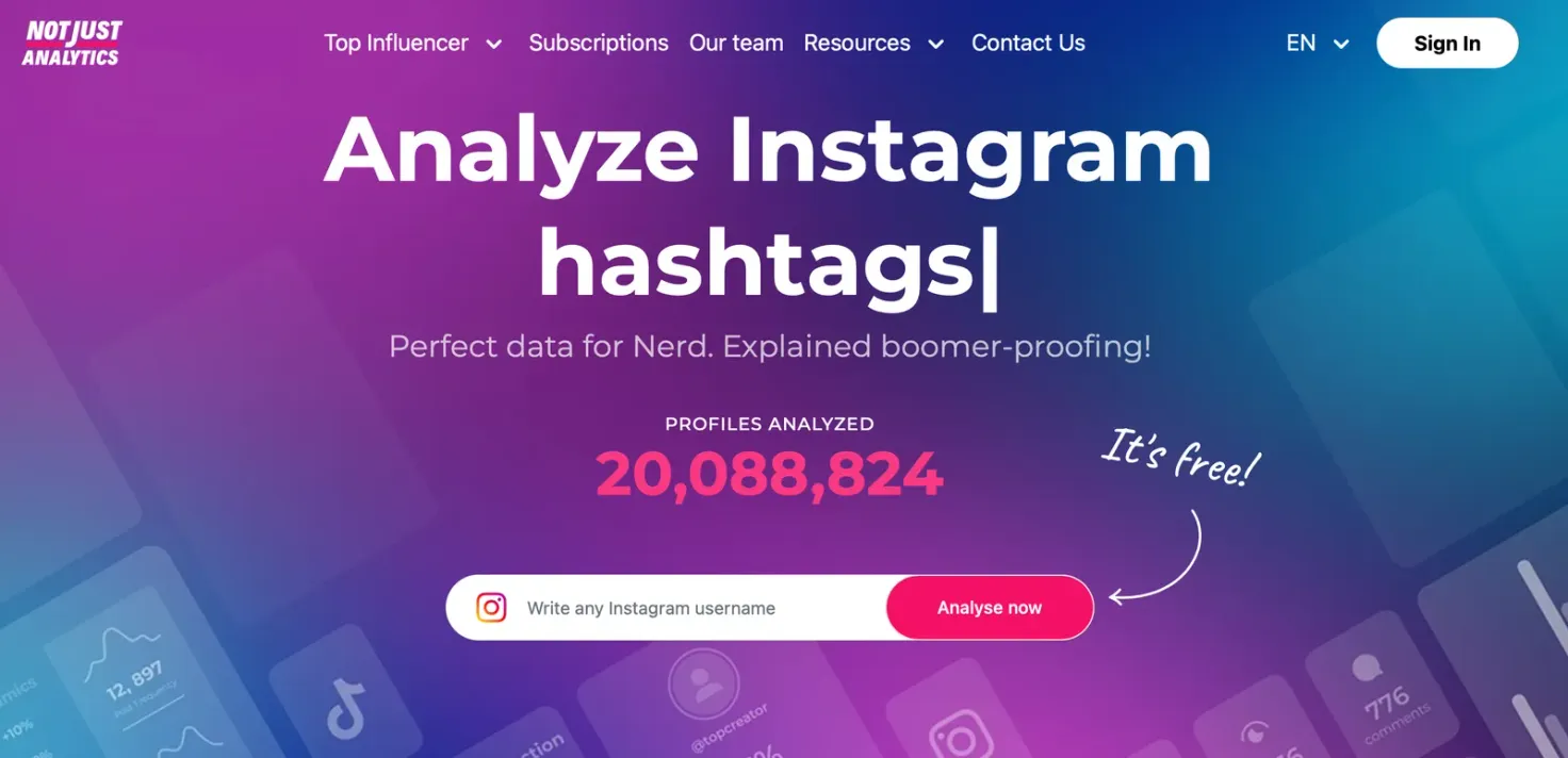 NotJustAnalytics landing page