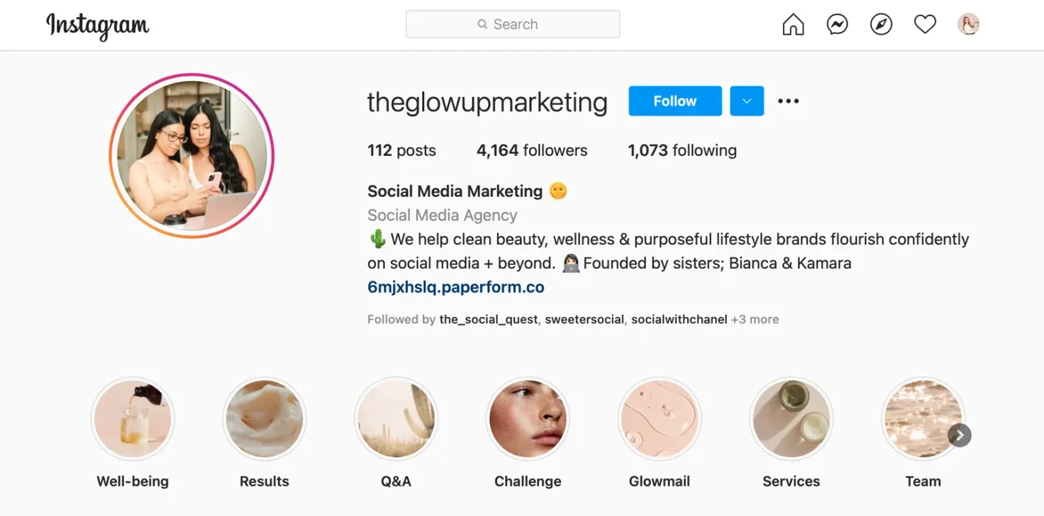 Glow up marketing social media agency