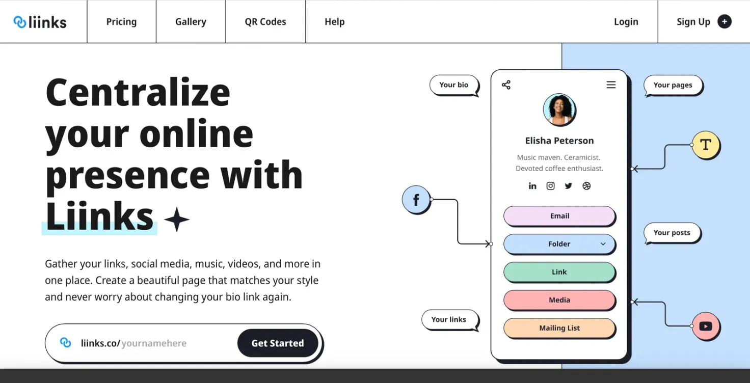Links.co landing page