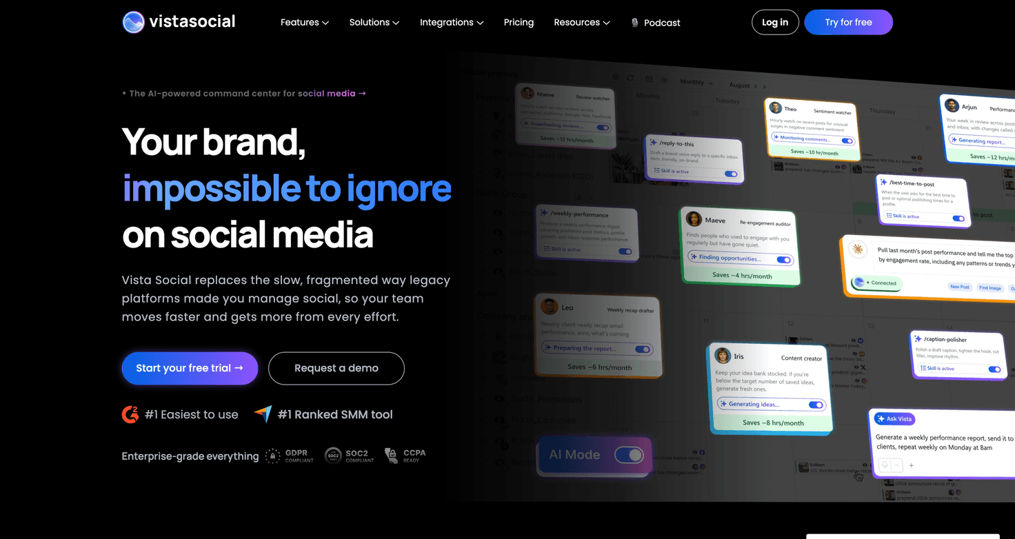 Vista Social homepage