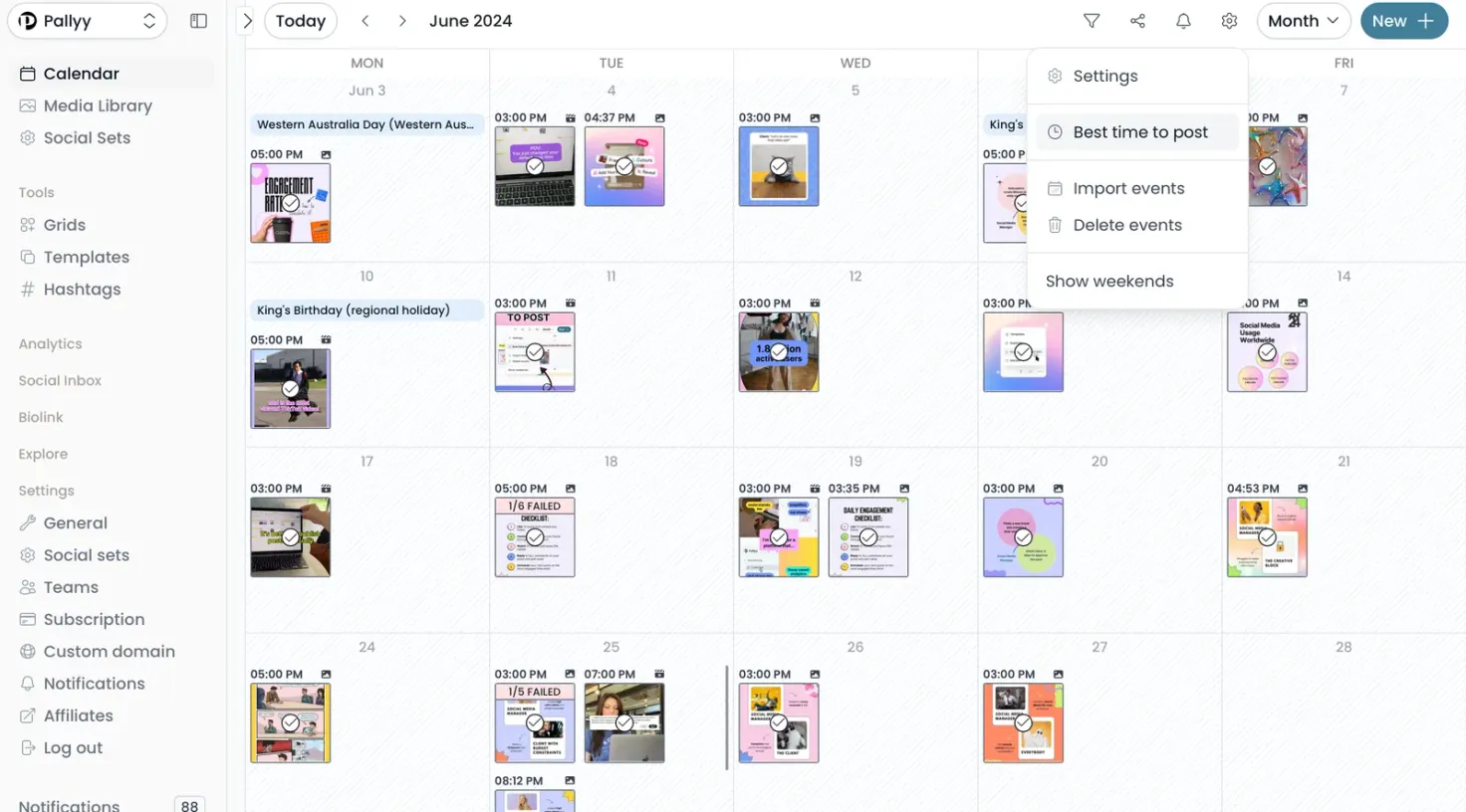 Pallyy scheduling calendar view