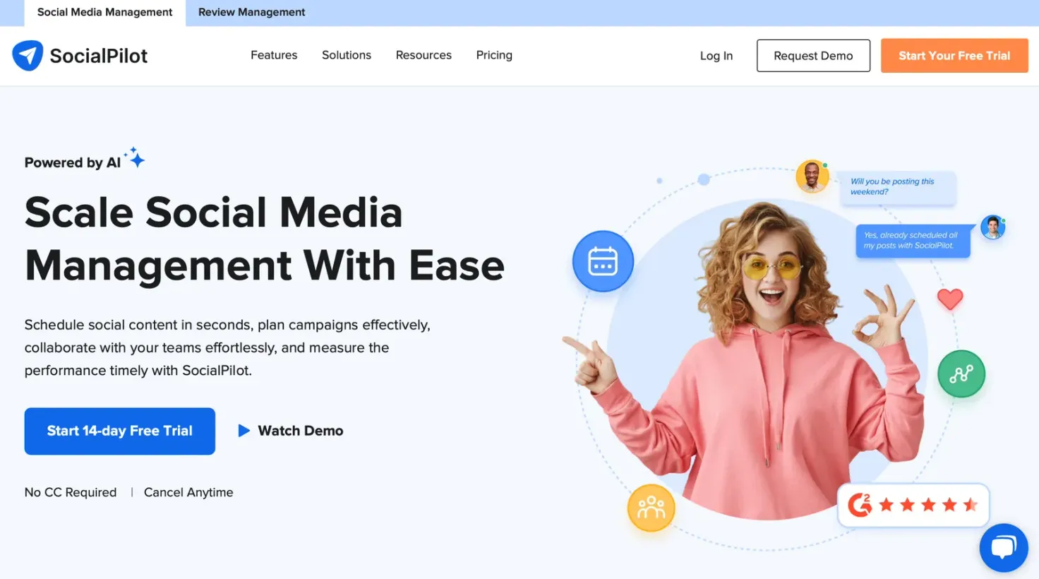Social Pilot landing page