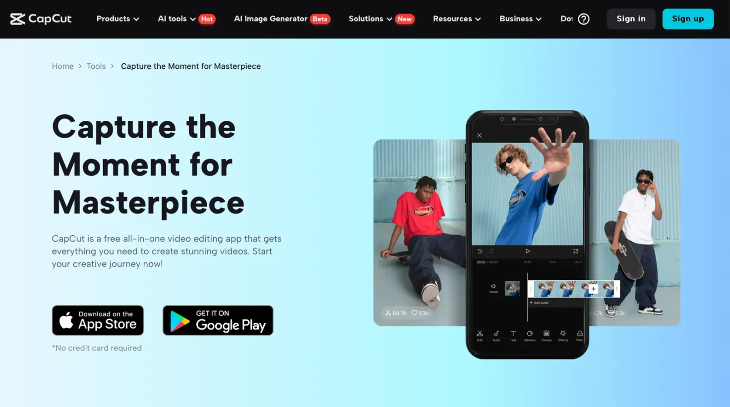 CapCut video editor for video Stories