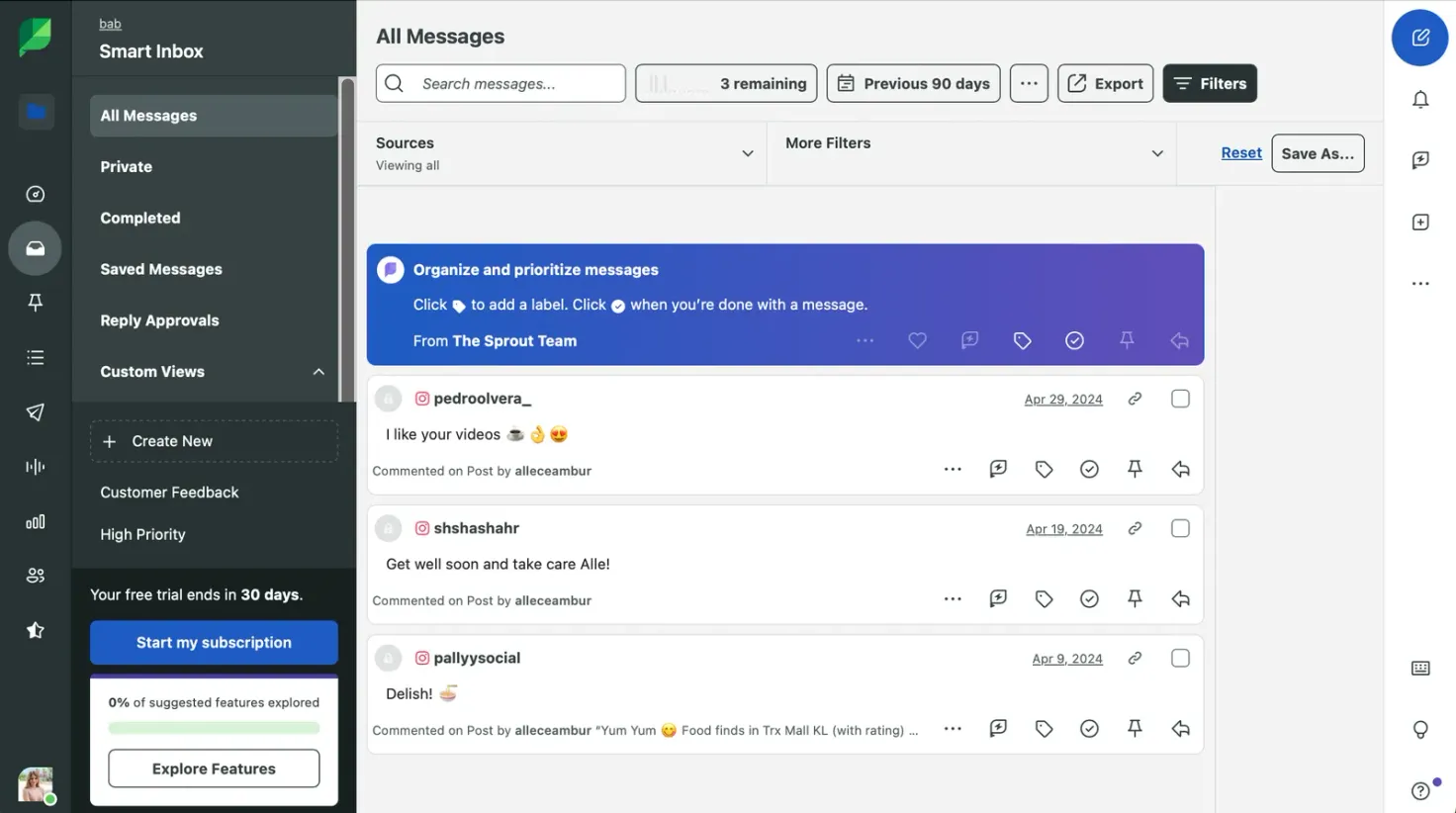 Sprout Social Smart Inbox 