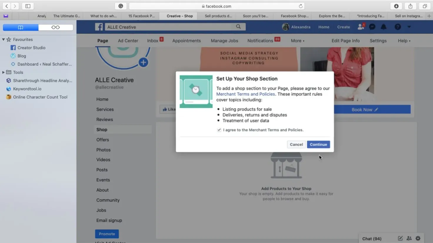 Setting up your facebook shop is simple and can be done in a few minutes