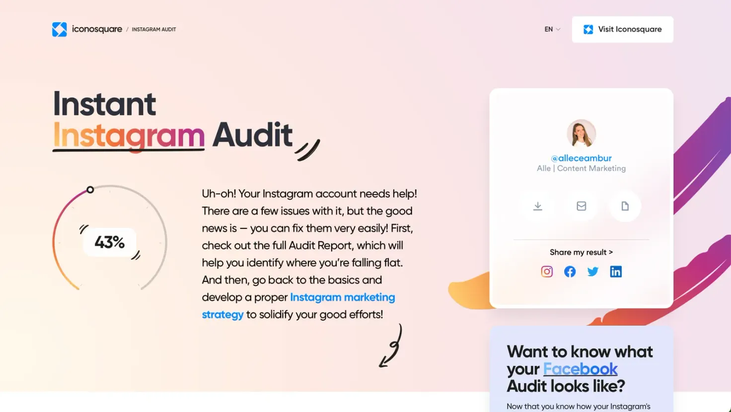 Iconosquare Instagram audit tool