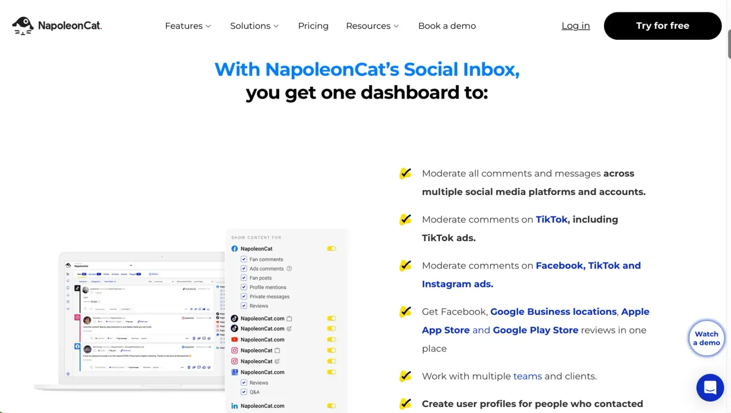 NapoleonCat's social inbox features