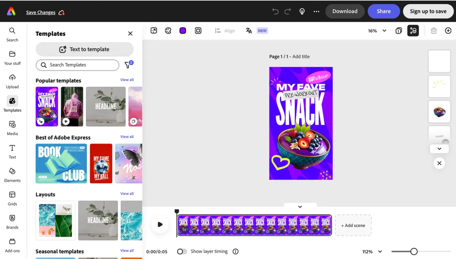 Adobe Express Story Editor