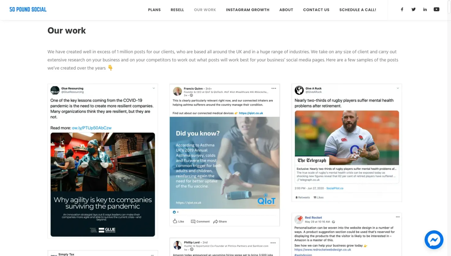 content example for 50 pound social media agency