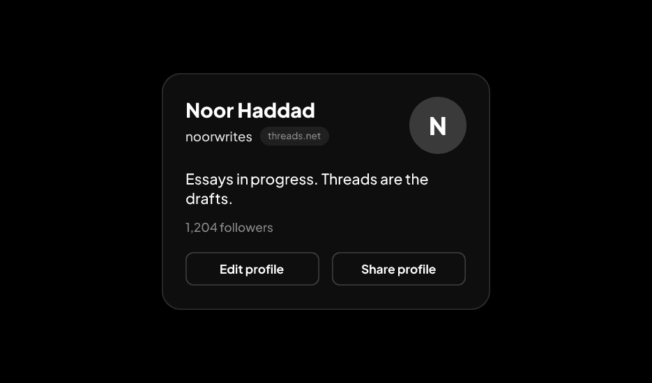 Threads profile bio example for a writer