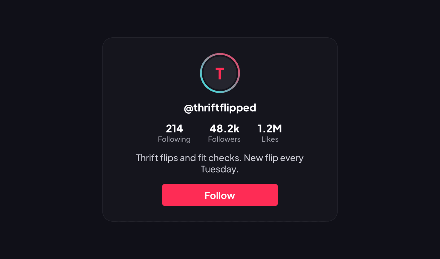 TikTok profile bio example for a thrift flipping creator
