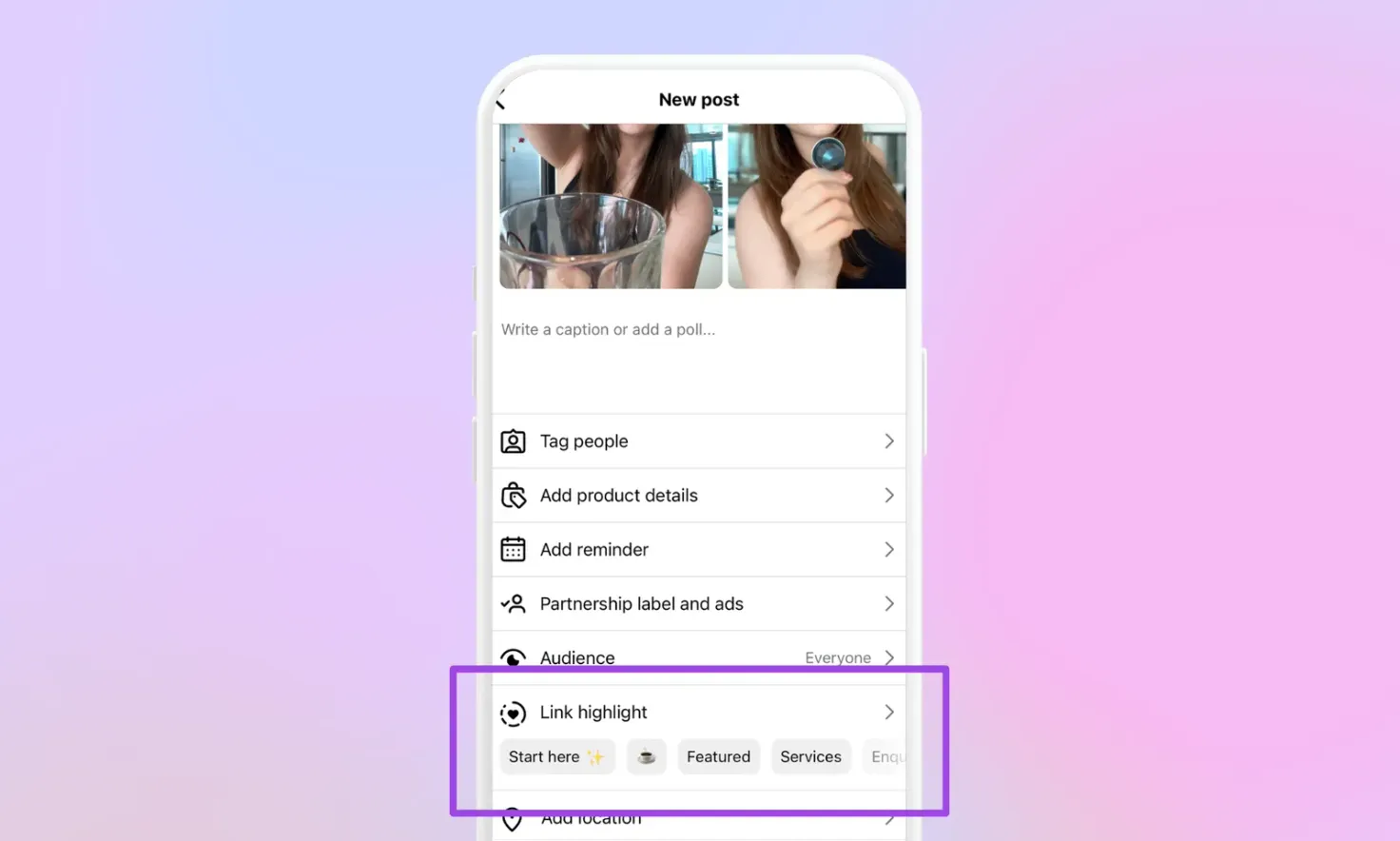 How to link highlights in an Instagram carousel post