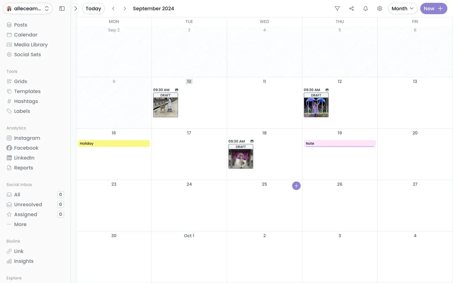 Pallyy Content Calendar View