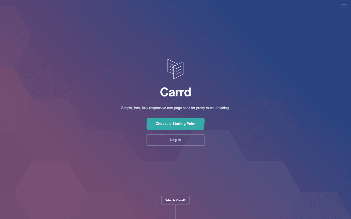Carrd homepage introducing its one-page website builder