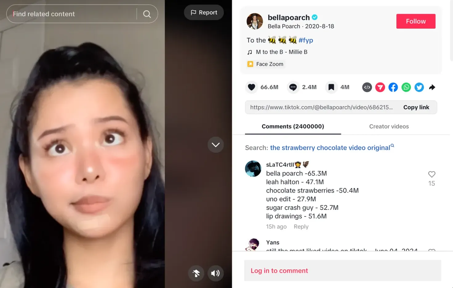 Bella Poarch's viral tiktok video M to the B