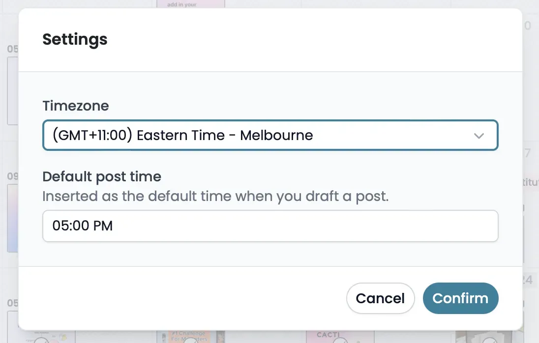 Set a default best time to post in Pallyy