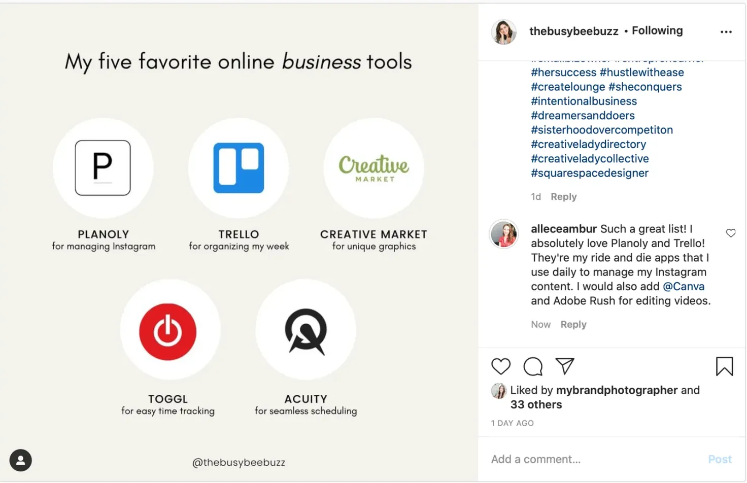 An Instagram post showing how to engage by leaving thoughtful comments.
