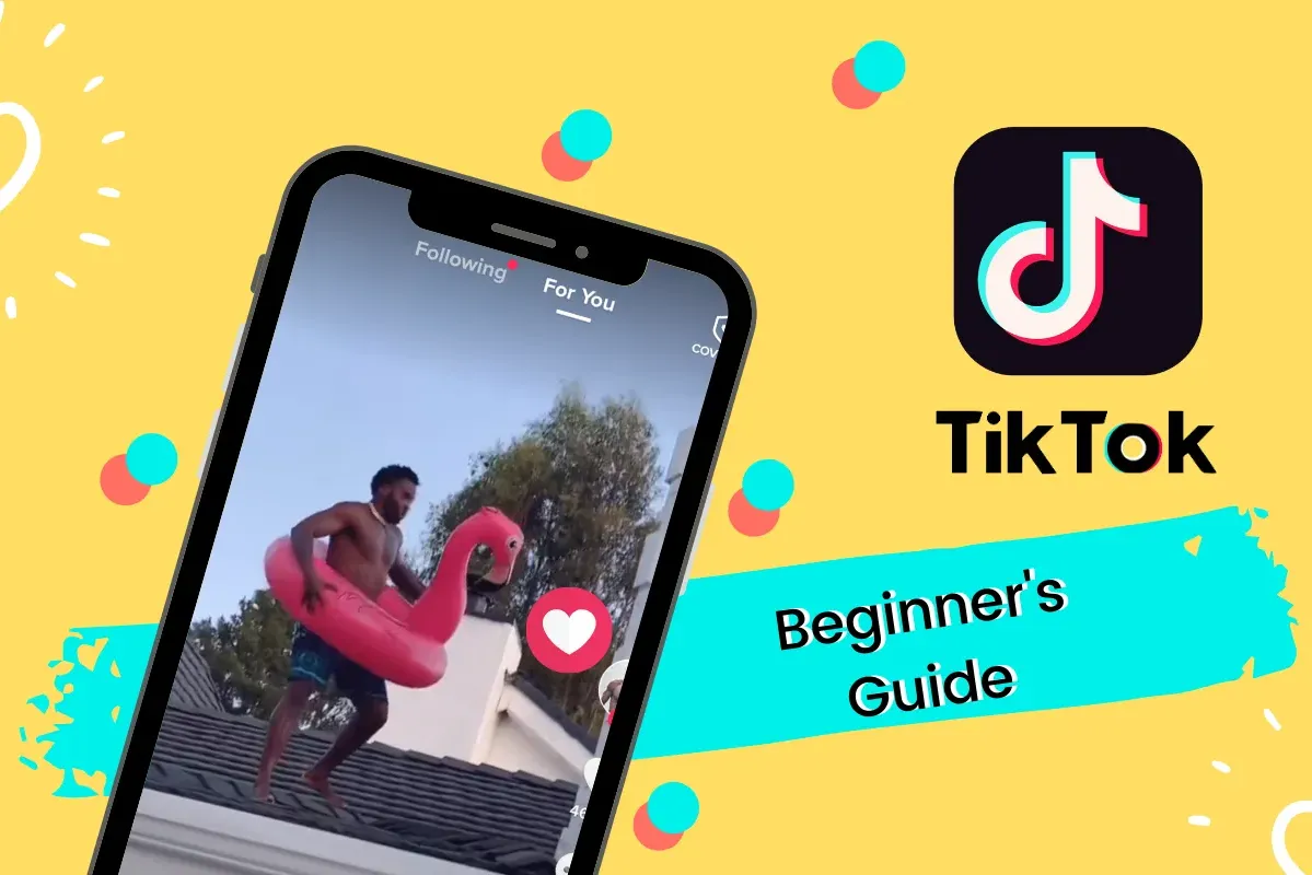 A phone with an image of a man on a roof with a tiktok logo and text reading beginners guide.