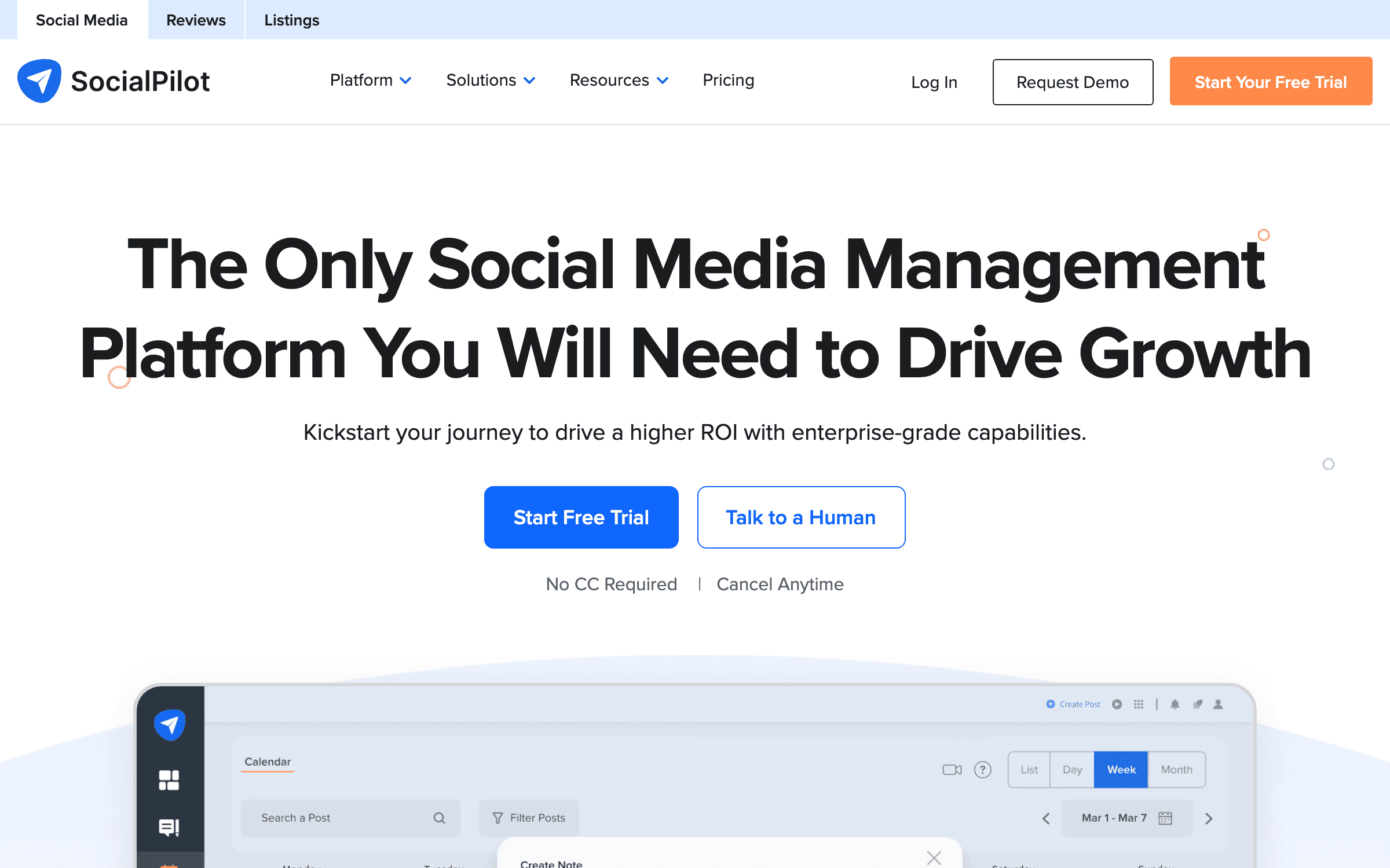 SocialPilot's homepage in October 2026