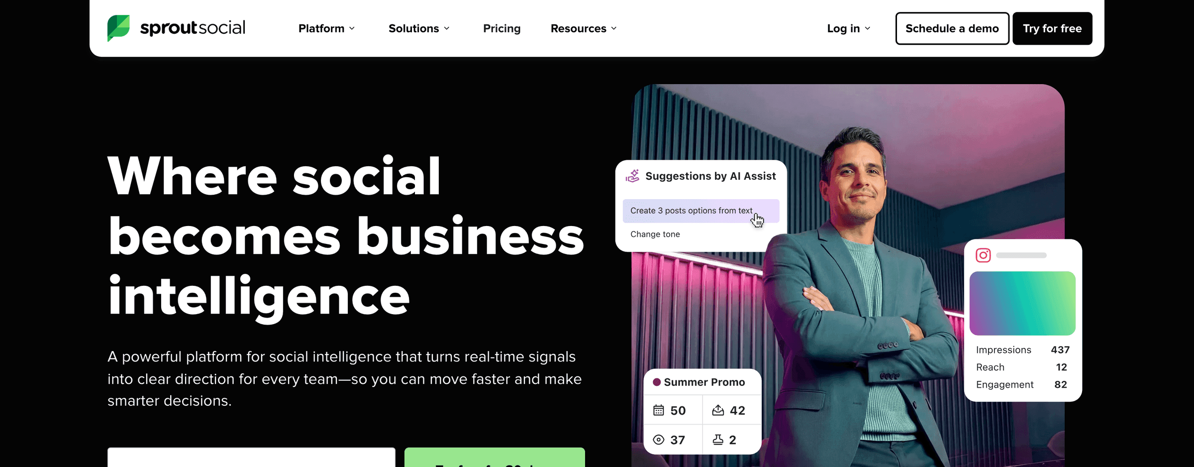 Sprout Social's homepage in August 2026