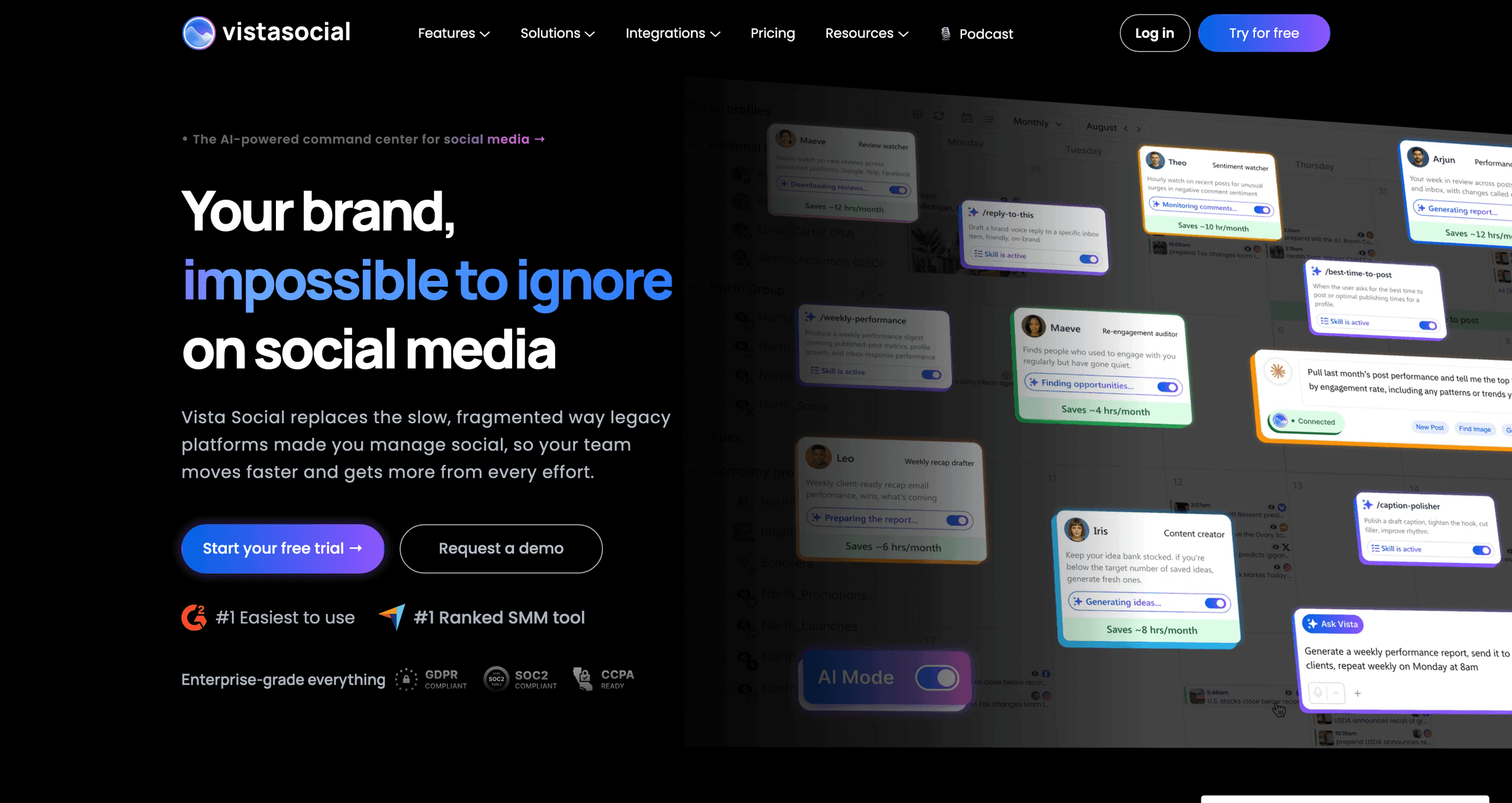 Vista Social's homepage in August 2026