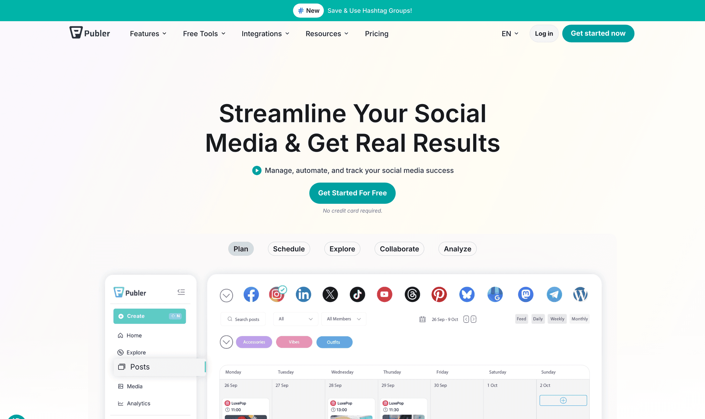 Publer's homepage in August 2026