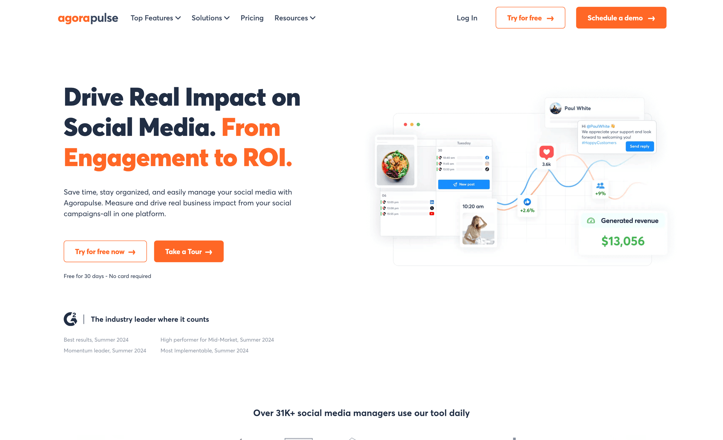 Agorapulse's homepage in August 2026