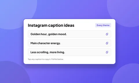 Preview for article Instagram Caption Ideas: The Full Library, Sorted by Theme