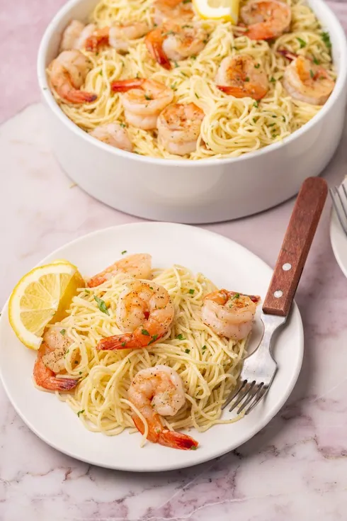 Lemon shrimp pasta from Marley's Menu