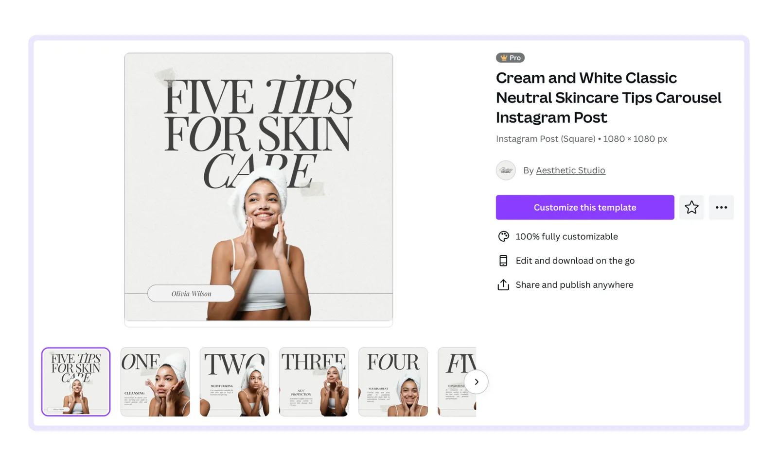 Instagram carousel template on Canva