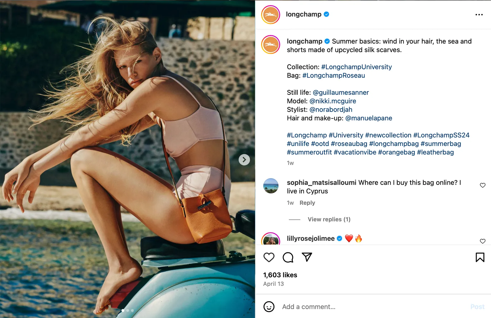 Instagram carousel by @longchamp